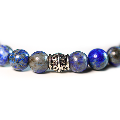 Bracelet Lapis Lazuli 8mm avec breloque argentée