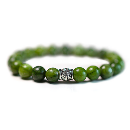 Bracelet Jade 8mm avec breloque argentée