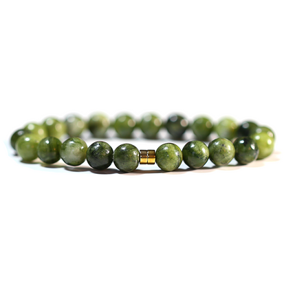 Bracelet Jade 8mm avec Perles Dorées – Équilibre et Élégance