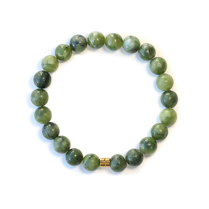 Bracelet Jade 8mm avec Perles Dorées – Équilibre et Élégance