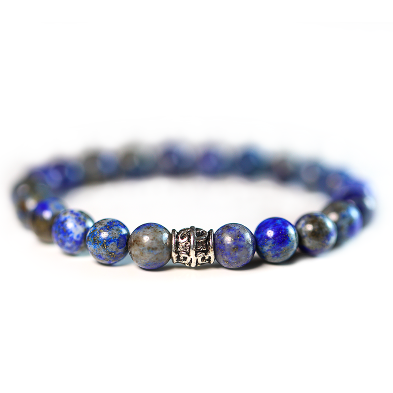 Bracelet Lapis Lazuli 8mm avec breloque argentée