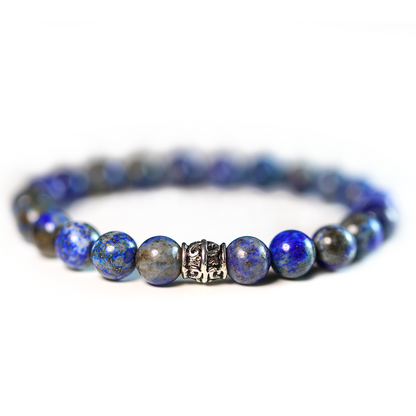 Bracelet Lapis Lazuli 8mm avec breloque argentée