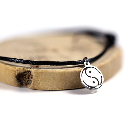 Bracelet Cordon Noir Minimaliste avec symbole Yin Yang