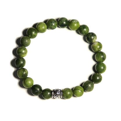 Bracelet Jade 8mm avec breloque argentée