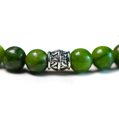 Bracelet Jade 8mm avec breloque argentée