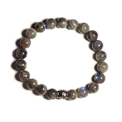 Bracelet Labradorite 8mm avec breloque argentée