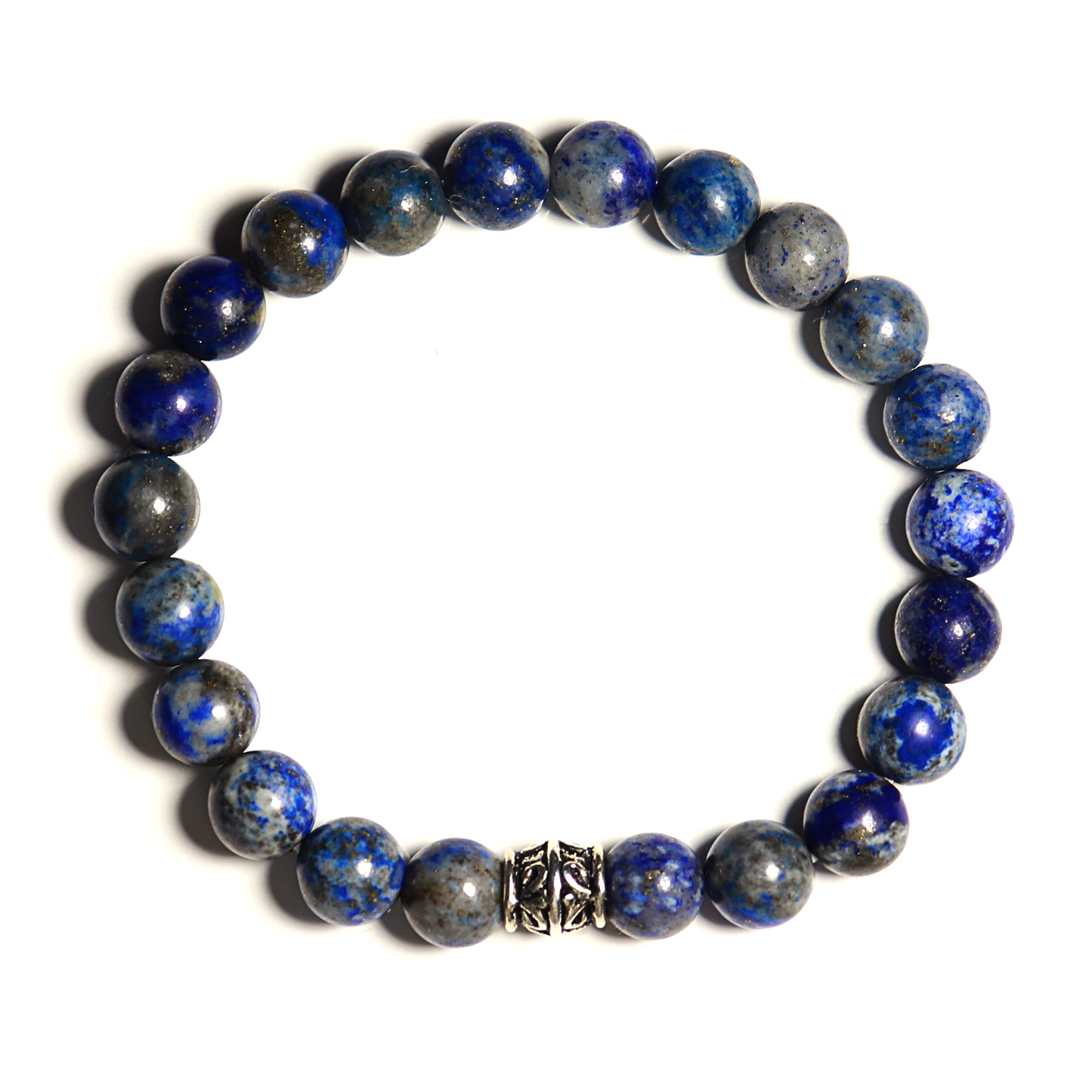 Bracelet Lapis Lazuli 8mm avec breloque argentée