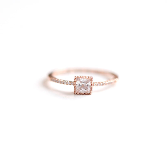 Bague Solitaire Zirconium Plaqué or rose